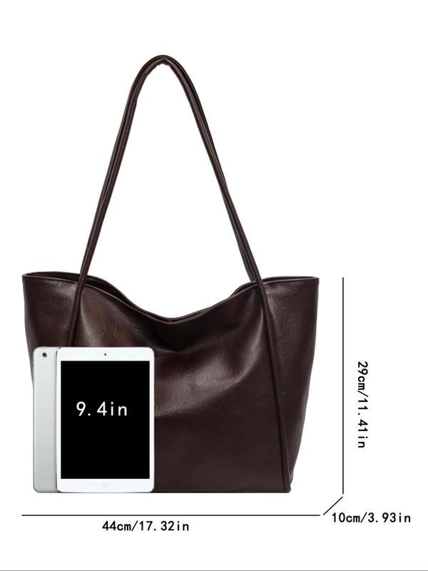 Women's Elegant Solid Color Tote Bag, Fashionable Large Capacity Shoulder Bag for Work & Daily Used, Casual Trendy Versatile High-quality Daily Commuting Bag