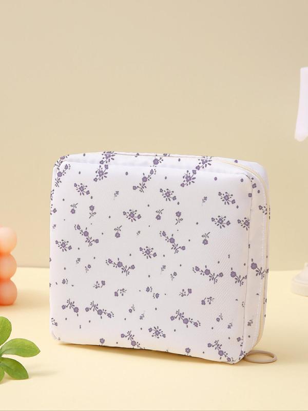 Floral Pattern Sanitary Napkin Storage Bag, Lightweight Tissue Bag for Women's Products, Travel Cosmetics Storage Box