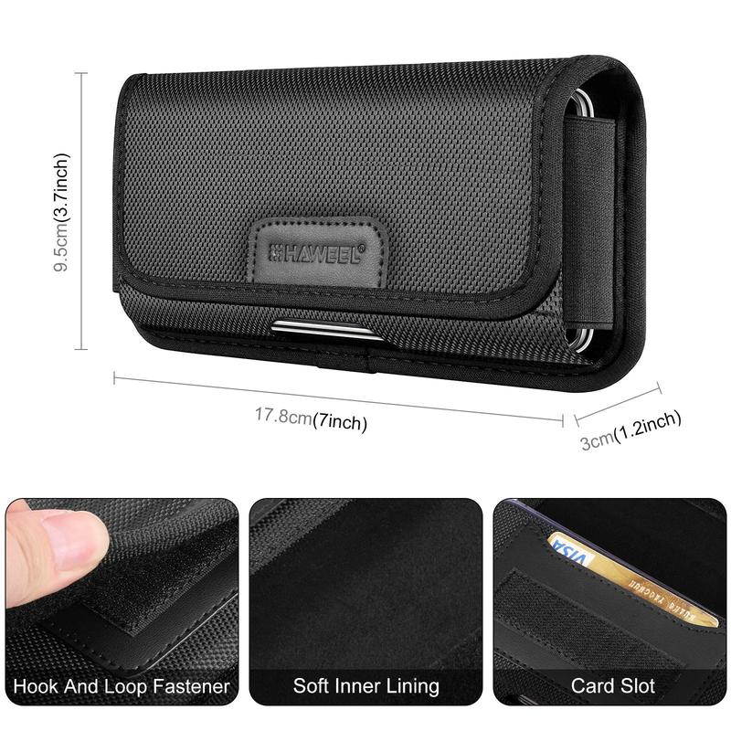 HAWEEL Mobile Phone Waist Bag, Men's Phone Hanging Bag with Card Slot, Universal Nylon Cloth Phone Waist Bag, Phone Hanging Bag, Mobile Phone Parts