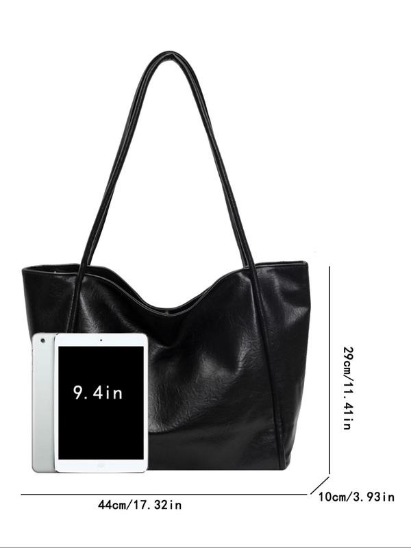 Women's Elegant Solid Color Tote Bag, Fashionable Large Capacity Shoulder Bag for Work & Daily Used, Casual Trendy Versatile High-quality Daily Commuting Bag