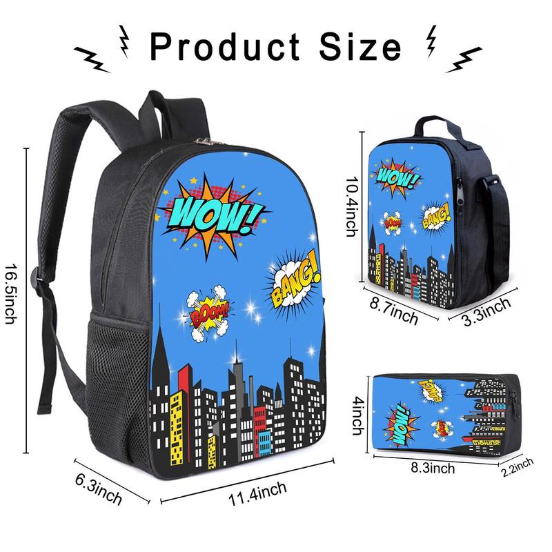 Fortnite Backpack set 3-in-1 Anime Backpack Set Casual Cartoon Backpack Lightweight Travel Backpack Novelty Backpack