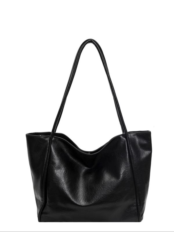 Women's Elegant Solid Color Tote Bag, Fashionable Large Capacity Shoulder Bag for Work & Daily Used, Casual Trendy Versatile High-quality Daily Commuting Bag