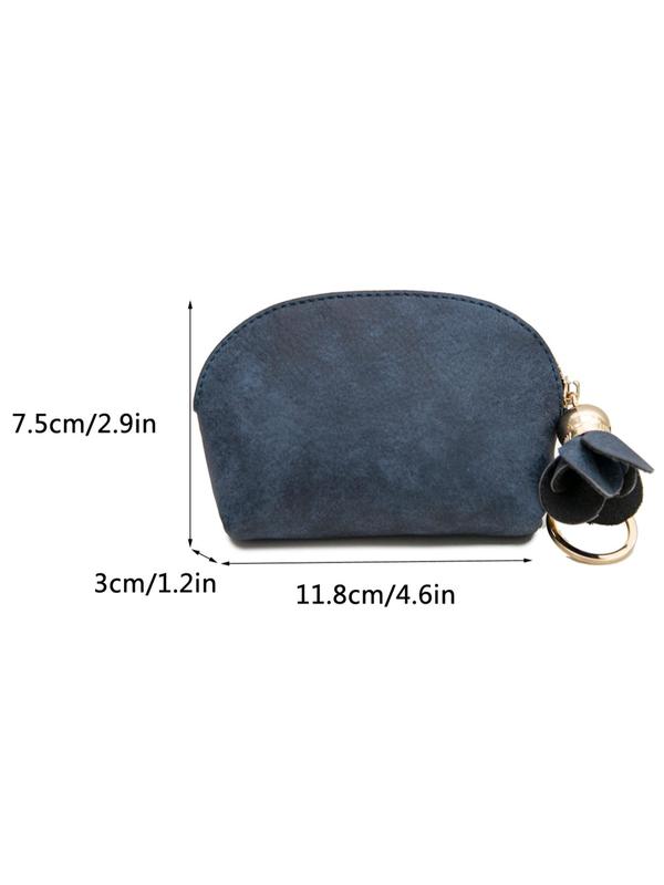 Women's Solid Color Zipper Coin Purse, Fashionable Coin Purse with Keychain Design for Women & Girls, Casual Versatile Small Wallet for Daily Used