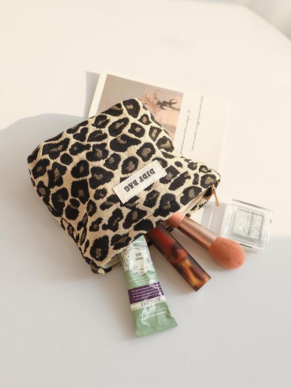 Fashion Leopard Pattern Makeup Bag, Portable Cosmetic Storage Bag, Zipper Makeup Organizer Pouch, Versatile Storage Bag for Travel & Daily Use