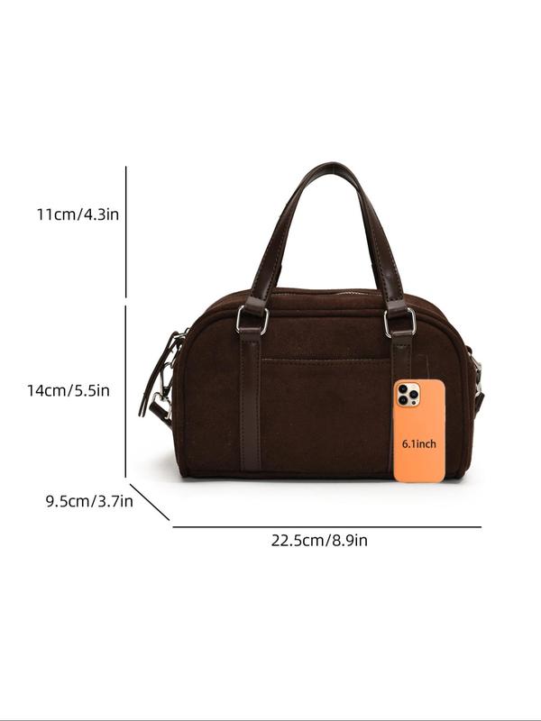 Women's Solid Color Boston Bag, Fashionable PU Leather Crossbody Bag for Daily Used, Casual Trendy Versatile High-quality Daily Commuting Bag