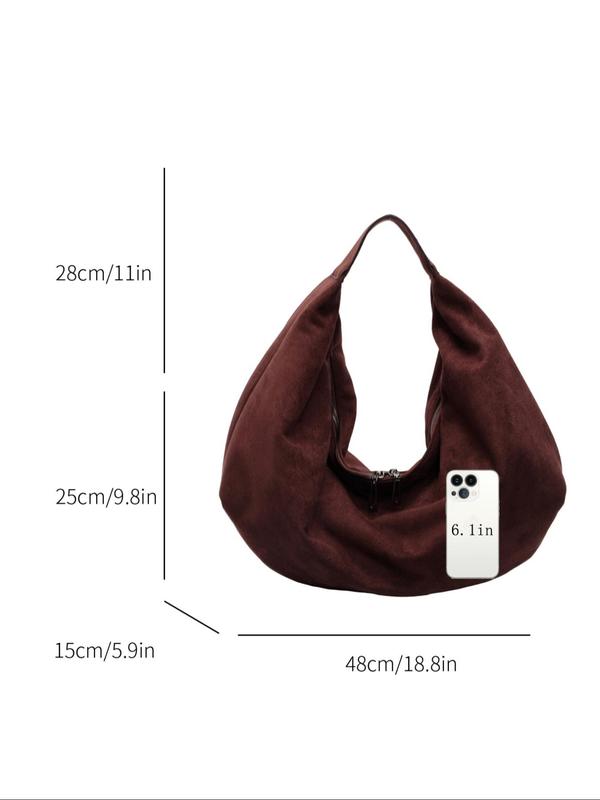 Women's Solid Color Suede Tote Bag, Large Capacity Shoulder Bag, Stylish Tote Bag for Women