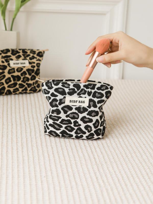 Fashion Leopard Pattern Makeup Bag, Portable Cosmetic Storage Bag, Zipper Makeup Organizer Pouch, Versatile Storage Bag for Travel & Daily Use