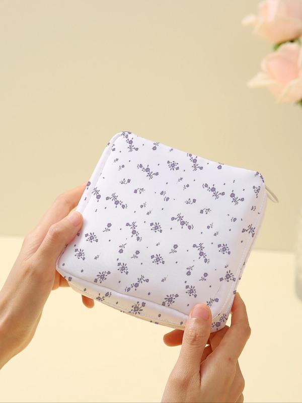 Floral Pattern Sanitary Napkin Storage Bag, Lightweight Tissue Bag for Women's Products, Travel Cosmetics Storage Box