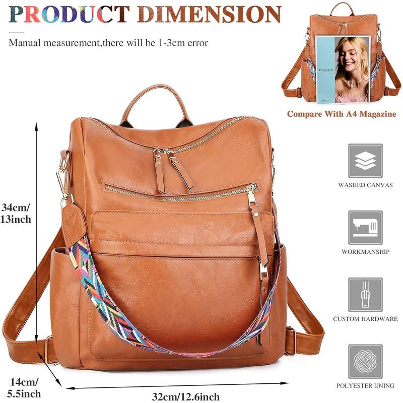 BAIGIO Women PU Leather Backpack,Multifunctional Work Travel Bag,Backpack Bags Women Fashion Shoulder Bag,Casual School Daypack Multipockets,Shoulder Bags for Shopping