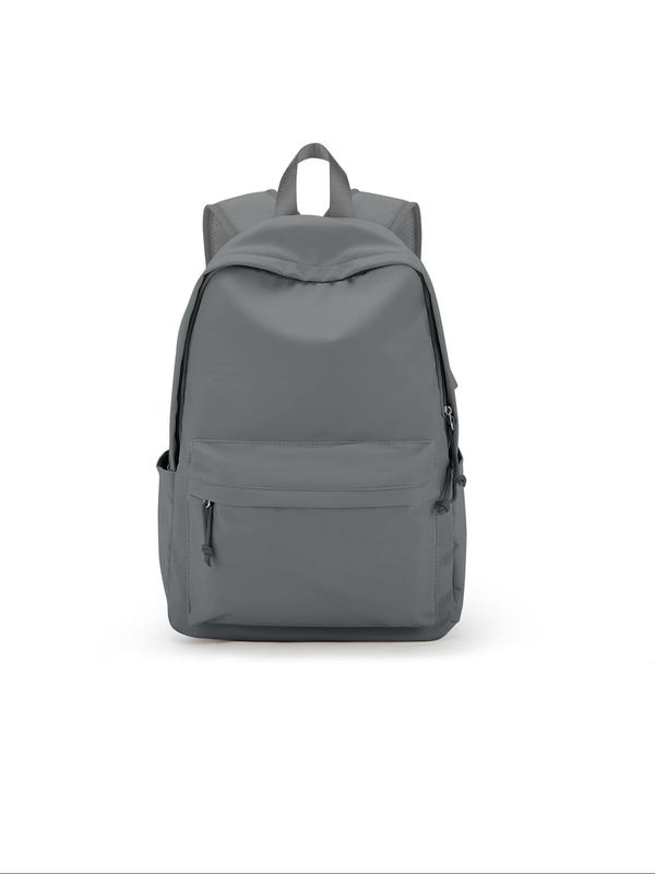 Casual Plain Zipper Backpack, Lightweight Waterproof Backpack with USB Charging Port, Versatile Backpack for School & Travel