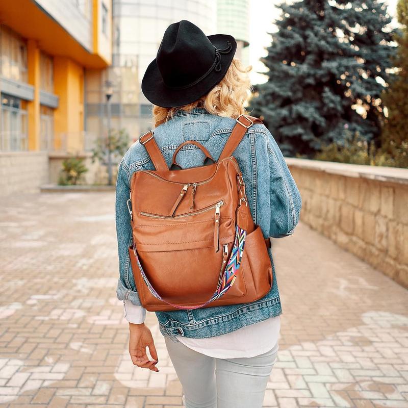 BAIGIO Women PU Leather Backpack,Multifunctional Work Travel Bag,Backpack Bags Women Fashion Shoulder Bag,Casual School Daypack Multipockets,Shoulder Bags for Shopping