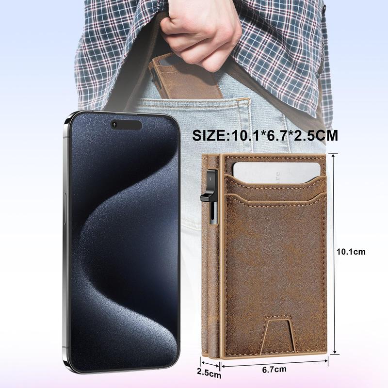 Furid Airtag Wallet For Men: Trifold Leather Wallet With Airtag Holder- RFID Blocking, 2024 Summer Business Card Slots Pop Up Card Holder, Casual Summer New Trendy Gift