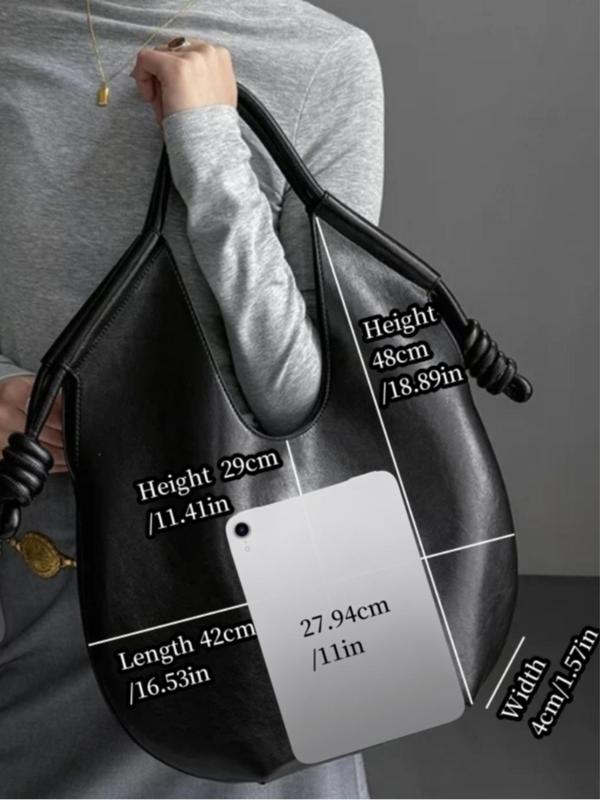 Women's Solid Color Tote Bag, Fashionable Large Capacity Shoulder Bag, Casual Trendy Versatile High-quality Daily Commuting Bag