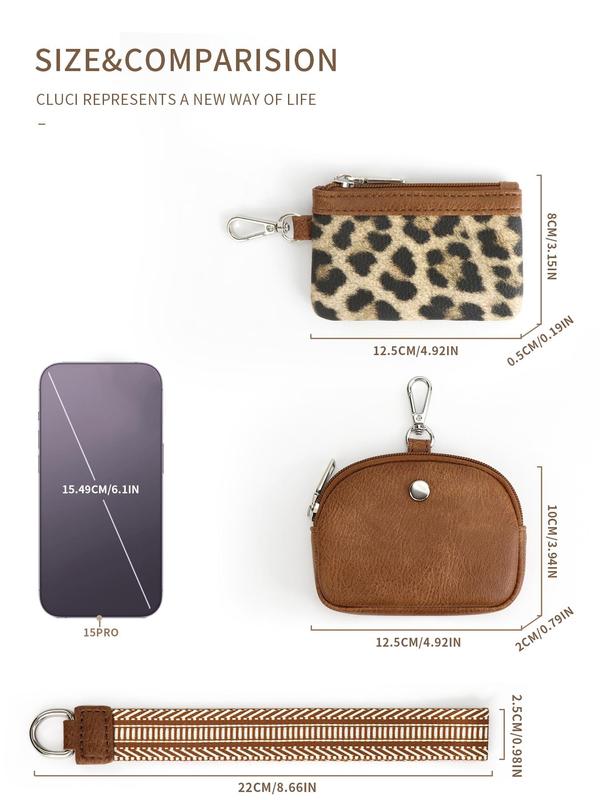 Women's Cute Leopard Print Zipper Short Wallet, Trendy Versatile Wristlet Wallet, Fashionable All-match Versatile Coin Purse for Daily Use