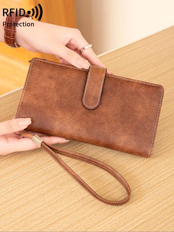 Women's Fashion Vintage Long Wallet, Casual Large Capacity Credit Card Holder, RFID Blocking Wallet for Credit Card  ID Card  Coins  Cash