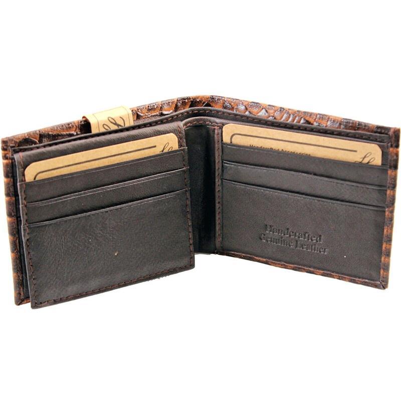 New Mens Genuine Leather Bifold Wallet ID Credit Card Alligator Window Crocodile