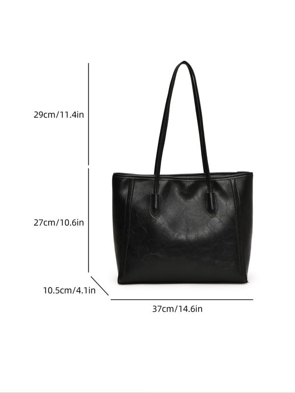 Women's Solid Color Tote Bag, Fashionable Large Capacity Shoulder Bag for Work & Daily Used, Casual Trendy Versatile High-quality Daily Commuting Bag