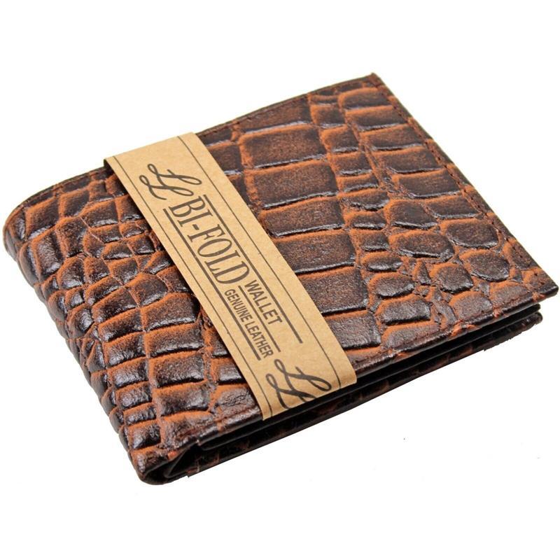 New Mens Genuine Leather Bifold Wallet ID Credit Card Alligator Window Crocodile