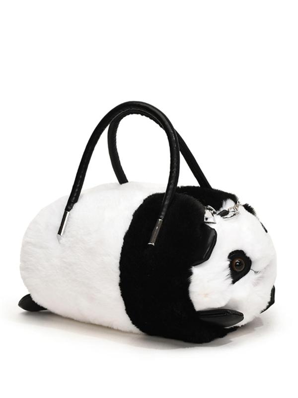 Cute Panda Design Plush Handbag, Fashionable Chain Strap Crossbody Bag for Women & Girls, Casual Trendy Versatile High-quality Daily Commuting Bag