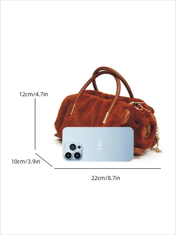 Cute Panda Design Plush Handbag, Fashionable Chain Strap Crossbody Bag for Women & Girls, Casual Trendy Versatile High-quality Daily Commuting Bag