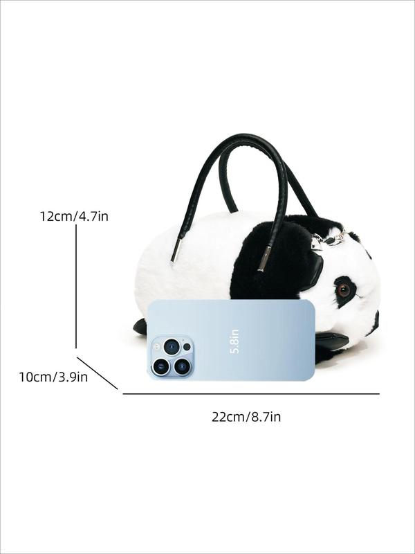 Cute Panda Design Plush Handbag, Fashionable Chain Strap Crossbody Bag for Women & Girls, Casual Trendy Versatile High-quality Daily Commuting Bag