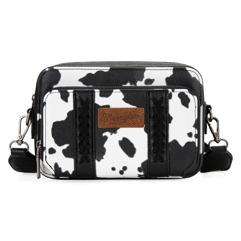 Wrangler Hot Sale Cow Print Crossbody Bag for Women Western Cowgirl Crossbody Purses with Guitar Strap