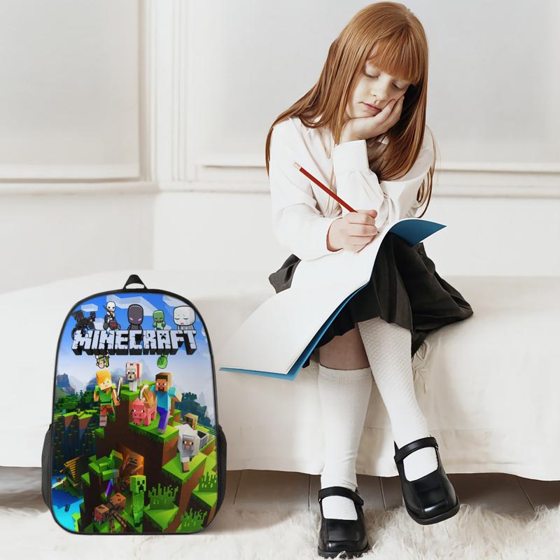 Fashion Cartoon Backpack 17IN Minecraft Lightweight Casual Daypack