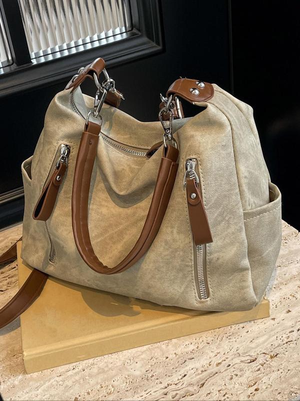 Women's Fashionable Solid Color Shoulder Bag, Casual Versatile Large Capacity Crossbody Bag for Daily Used, High-end Simple Commuting Bag, Girl Shopping Bag