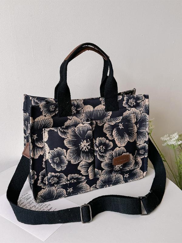 Fashionable Plants Pattern Tote Bag, Casual Versatile Shoulder Bag for Women, Trendy All-match Commuter Bag for Daily Used, Designer Bag for Fall