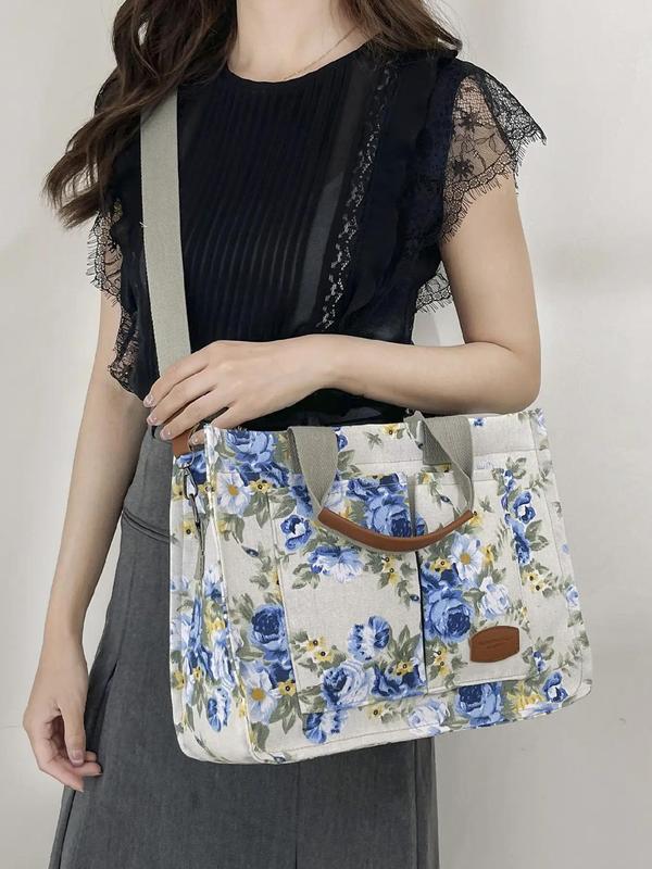 Fashionable Plants Pattern Tote Bag, Casual Versatile Shoulder Bag for Women, Trendy All-match Commuter Bag for Daily Used, Designer Bag for Fall