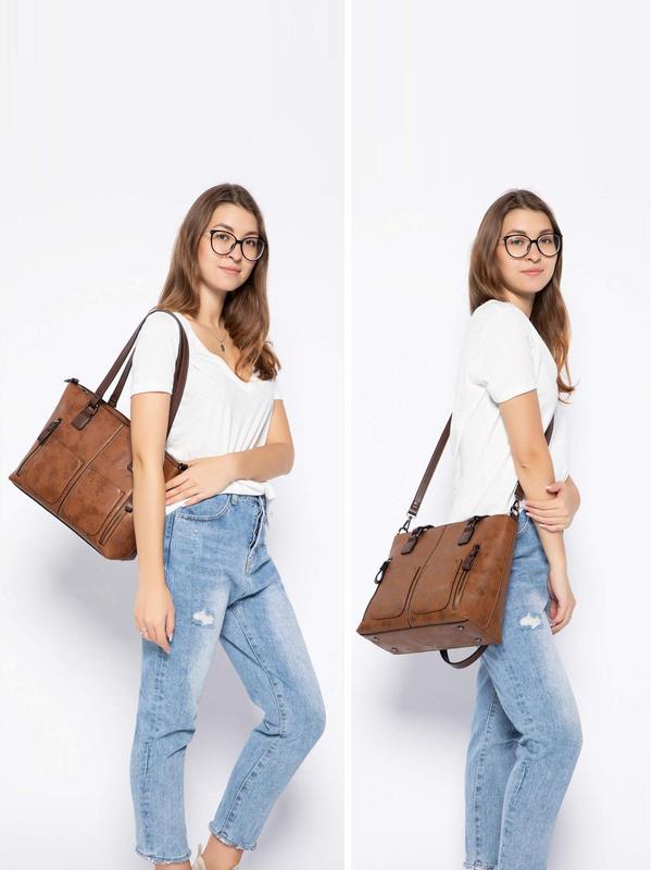 Women's Business Solid Color Zipper Decor Tote Bag, Large Capacity Shoulder Bag for Work & Daily Used, Casual Trendy Versatile High-quality Daily Business Bag For Women