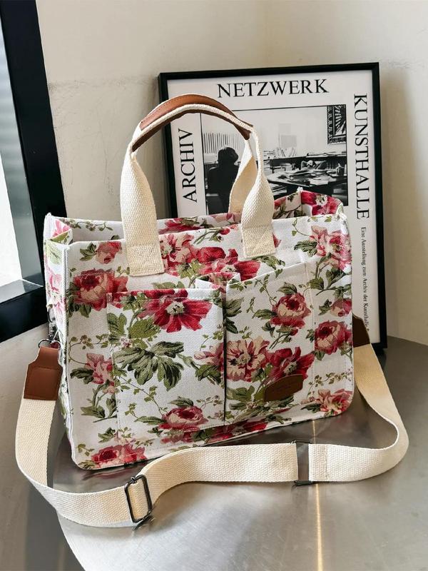 Fashionable Plants Pattern Tote Bag, Casual Versatile Shoulder Bag for Women, Trendy All-match Commuter Bag for Daily Used, Designer Bag for Fall