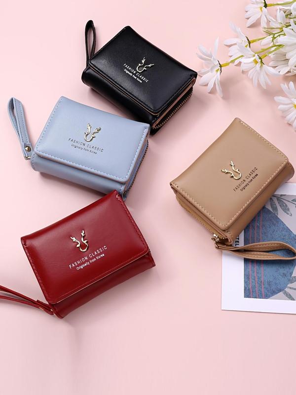 Women's Fashionable Antler Decor Zipper Wallet, Casual Coin Purse, Multi-card Slot Card Holder, Simple All-match Short Wallet for Daily Life