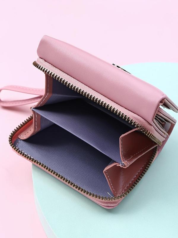 Women's Fashionable Antler Decor Zipper Wallet, Casual Coin Purse, Multi-card Slot Card Holder, Simple All-match Short Wallet for Daily Life