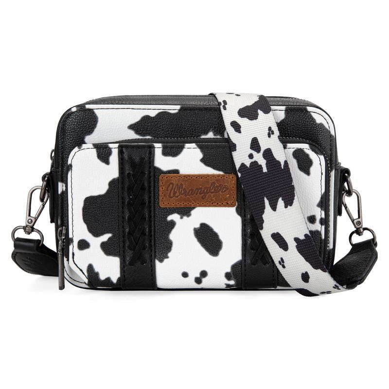 Wrangler Hot Sale Cow Print Crossbody Bag for Women Western Cowgirl Crossbody Purses with Guitar Strap