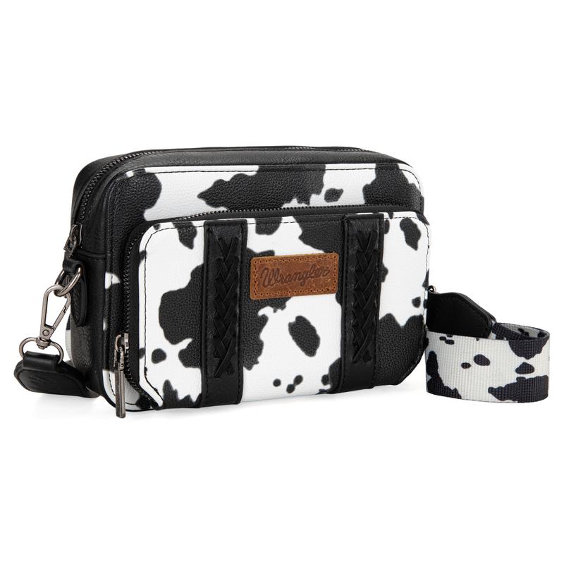 Wrangler Hot Sale Cow Print Crossbody Bag for Women Western Cowgirl Crossbody Purses with Guitar Strap