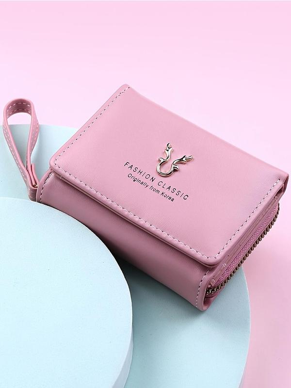 Women's Fashionable Antler Decor Zipper Wallet, Casual Coin Purse, Multi-card Slot Card Holder, Simple All-match Short Wallet for Daily Life