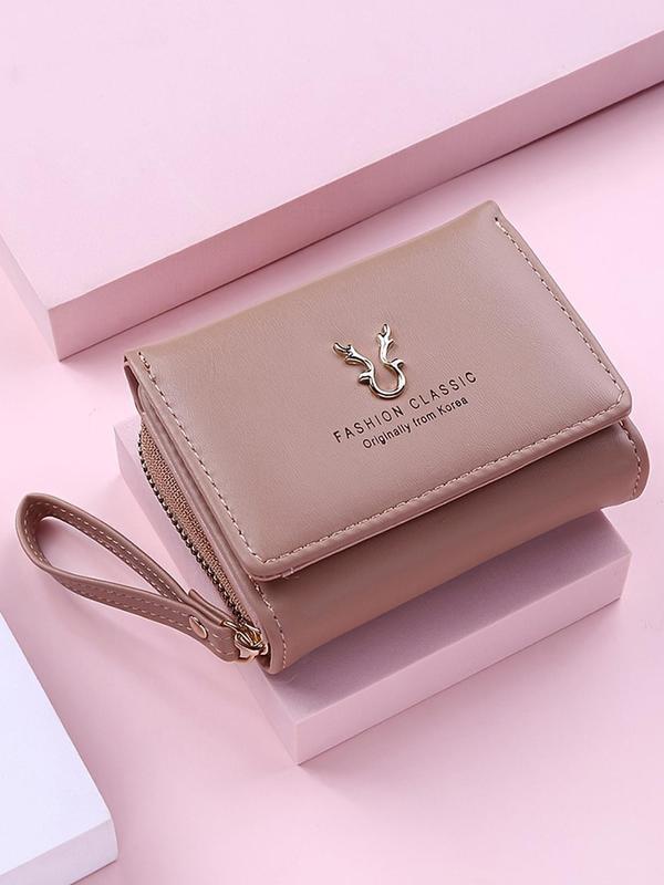 Women's Fashionable Antler Decor Zipper Wallet, Casual Coin Purse, Multi-card Slot Card Holder, Simple All-match Short Wallet for Daily Life