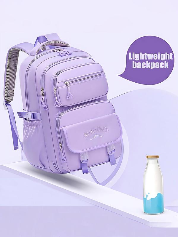 Casual Large Capacity Backpack, Fashionable Backpack with Zipper, Versatile School Backpack for Women & Girls Back To School for Fall Outfits & Fall Freshness