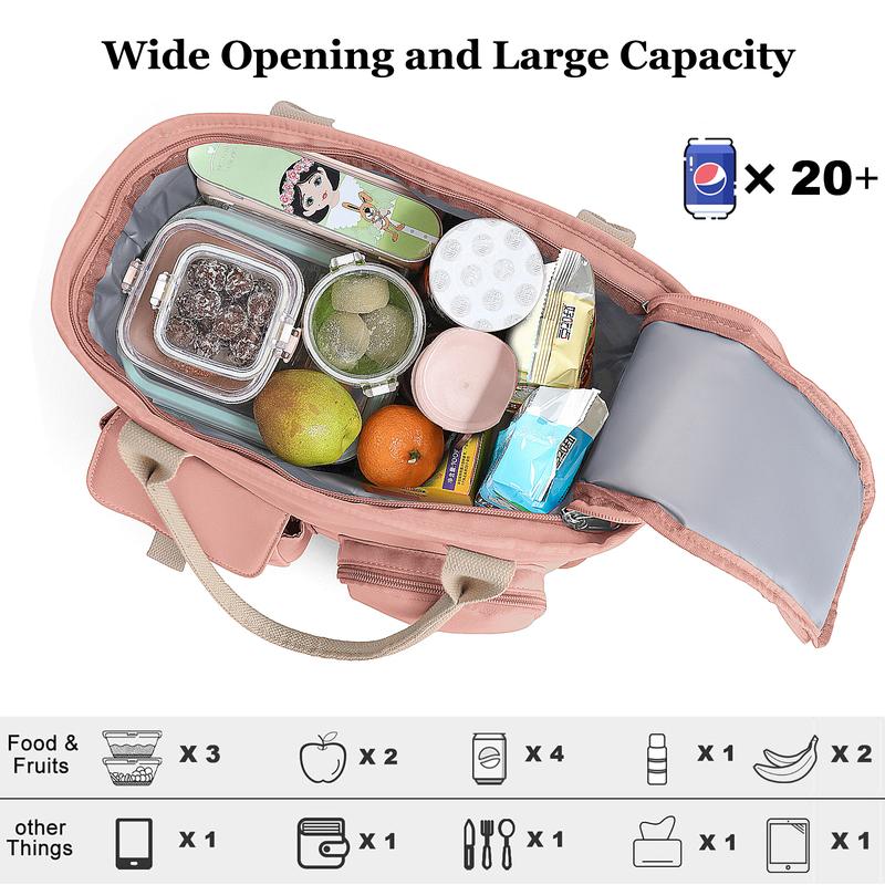 Insulated lunch bag for women, leakproof lunch box for work, oversized lunch tote bag with detachable shoulder strap and side pockets, reusable lunch cooler bag for picnic hiking portable lunch ,For Christmas gift snack  bag