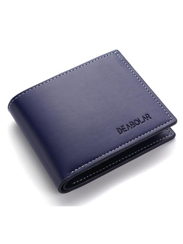 Men's Business Fashion Letter Textured Short Wallet, Casual Trendy Bifold Wallet with Card Slots, Fashionable Wallet for Daily Use