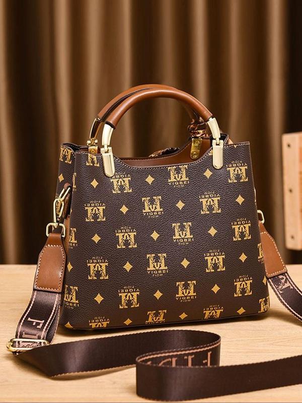 Fashion Letter Pattern Ribbon Decorated Handbag, Casual Versatile Shoulder Bag for Women, Trendy All-match Commuter Bag for Daily Used