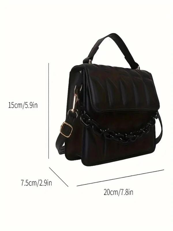 Women's Elegant Quilted Crossbody Bag, Trendy Chain Decorated Flap Square Bag, Chic All-match Shoulder Bag for Daily & Work Use