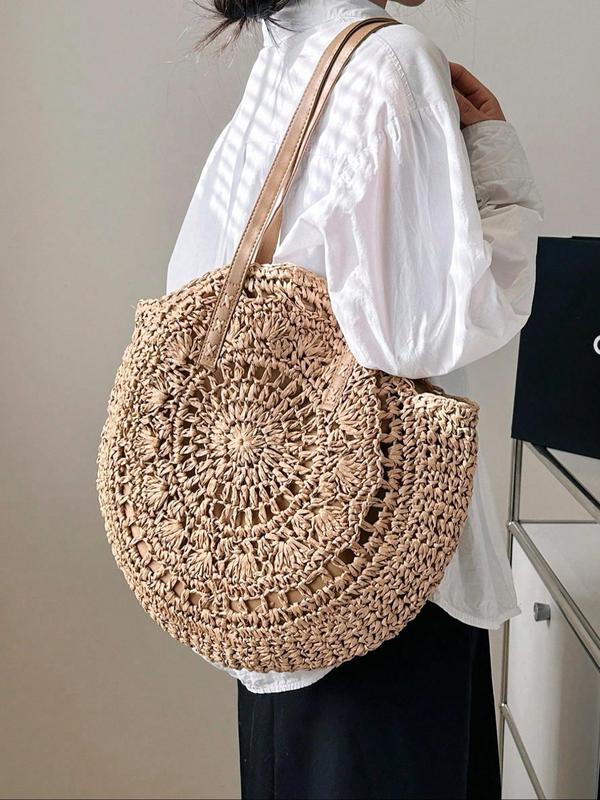 Boho Style Hollow out Design Tote Bag,  Large Capacity Shoulder Bag for Women, Summer 2024 Beach Bag for Travel & Daily Use