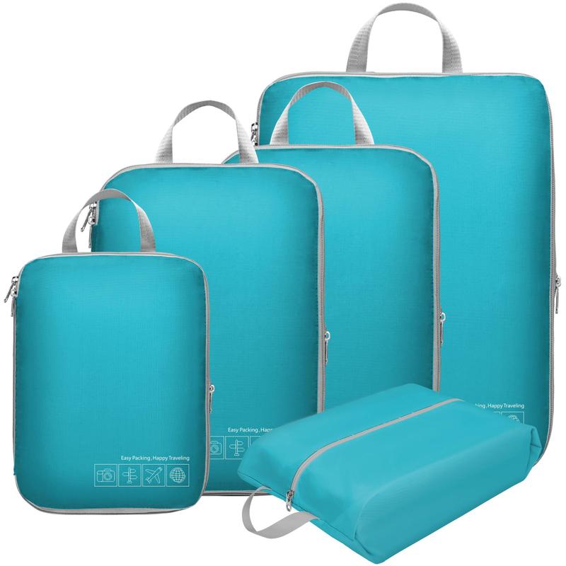 Lightweight Compression Packing Cubes Set for Travel - 5 Set Travel Bags Luggage Organizers Travel Essentials Compression Cubes for Carry on Suitcases