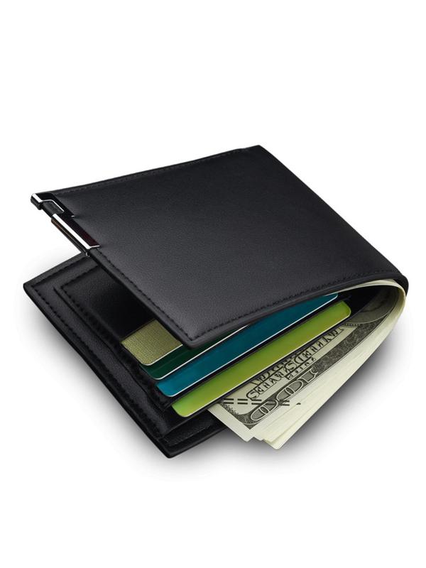 Men's Solid Color Multilayer Cardholder, Plain Casual Pu Leather Short Wallet, Suitable for Carrying Out, Birthday Gift