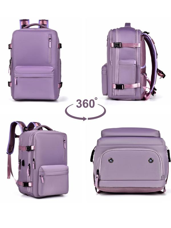 Summer Casual Solid Color Waterproof Backpack with Dry and Wet Separation, Large Capacity Sports Fitness Luggage Bag with Usb Charger Port, Trendy Simple Bag for Work School Travel