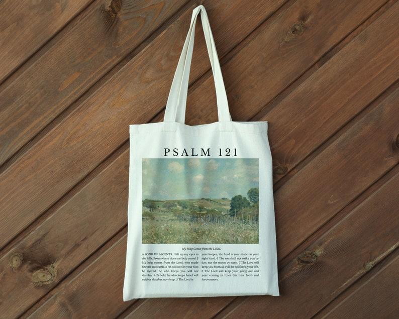 Psalm 121 Tote Bag, Psalms Bible Tote, Christian Girl Gift, Baptism Gift, Sunday Bag, Nature Tote, Church Bag