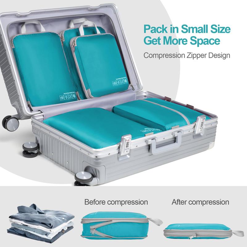 Lightweight Compression Packing Cubes Set for Travel - 5 Set Travel Bags Luggage Organizers Travel Essentials Compression Cubes for Carry on Suitcases