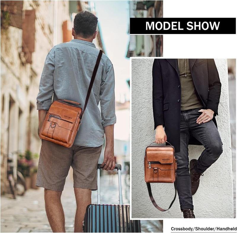 Men's Shoulde Bag PU Leathe Business Messenge Bag Biefcase Tavel Cossbody Multi Pockets Handbag Puse